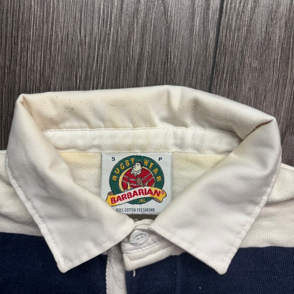 Barbarian Penn State Nittany Lions Rugby Shirt Mens Small Navy White Striped Vtg - Picture 4 of 8